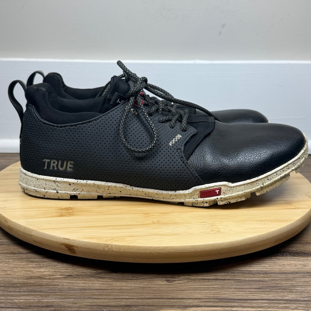 True Linkswear Original 1.2 Golf Shoes Mens 10.5 Black Good Spikeless Wide Toe